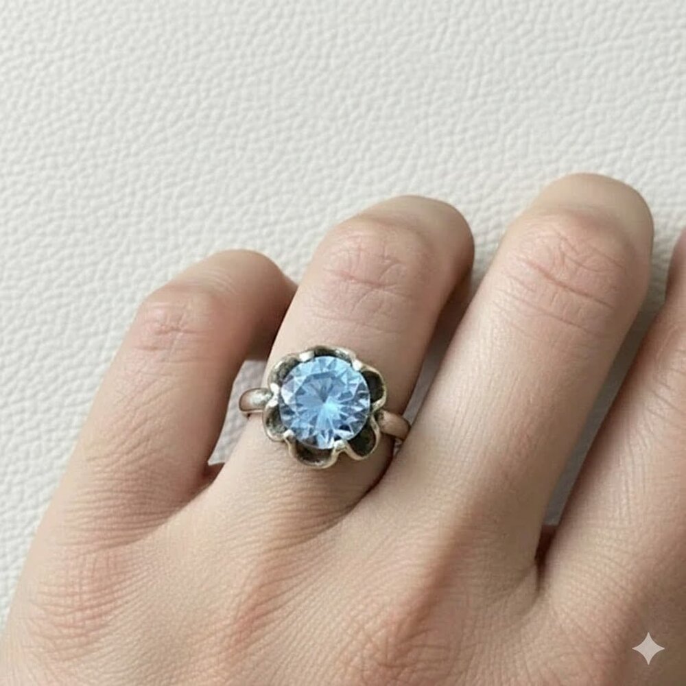 Genuine Aquamarine Set on a genuine 925 silver ring